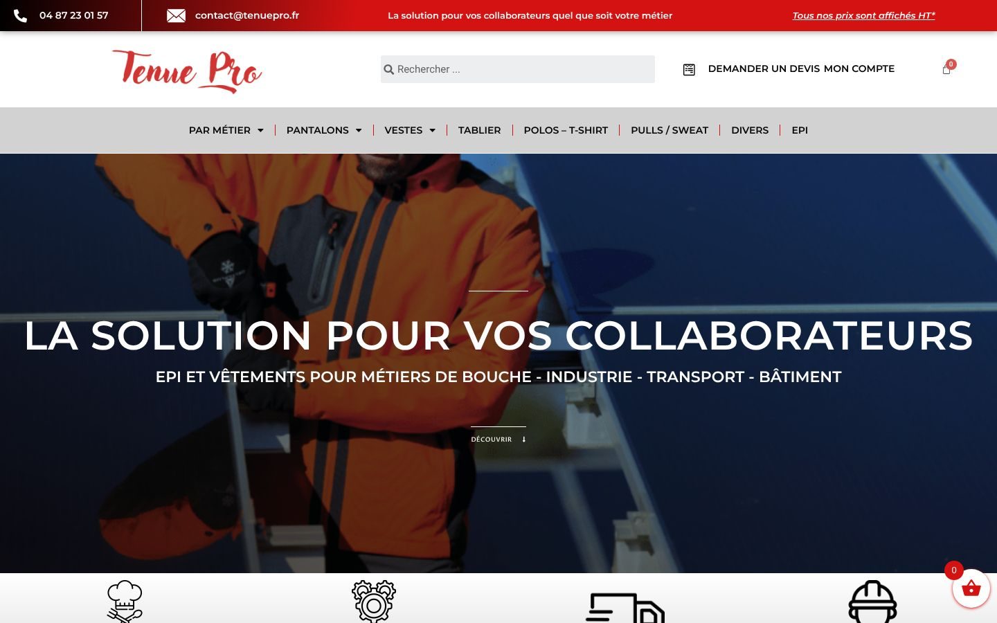 Les boutiques Tenue Pro